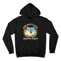 Funny Owl How Many Licks Does It Take Tall Hoodie