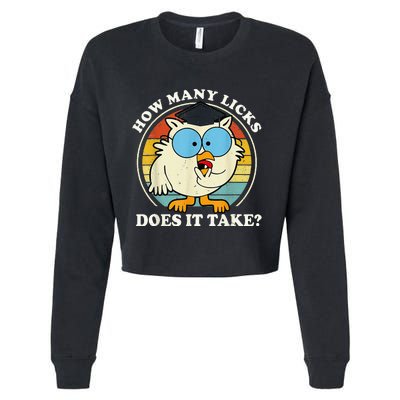 Funny Owl How Many Licks Does It Take Cropped Pullover Crew