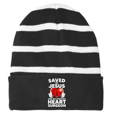 Funny Open Heart Surgery Design For Men Women Heart Patients Striped Beanie with Solid Band