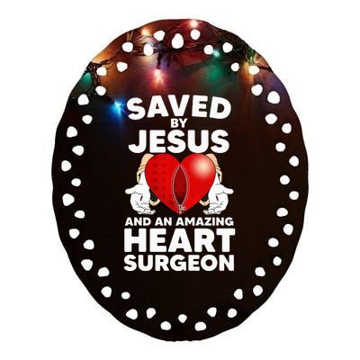 Funny Open Heart Surgery Design For Men Women Heart Patients Ceramic Oval Ornament