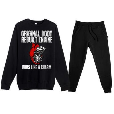 Funny Open Heart Surgery Recovery Survivor Gift Premium Crewneck Sweatsuit Set