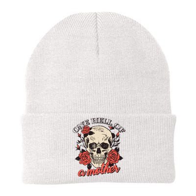 Floral One Hell Of A Mother Skeleton Skull Flower Knit Cap Winter Beanie