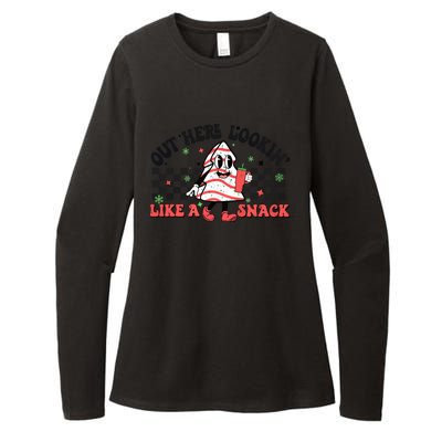 Funny Out Here Lookin Like A Snack Christmas Tree Cake Retro Meaningful Gift Womens CVC Long Sleeve Shirt