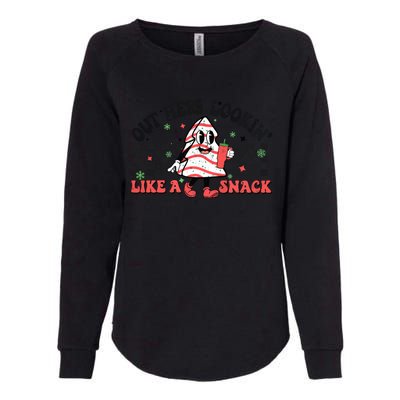 Funny Out Here Lookin Like A Snack Christmas Tree Cake Retro Meaningful Gift Womens California Wash Sweatshirt