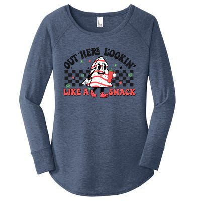 Funny Out Here Lookin Like A Snack Christmas Tree Cake Retro Meaningful Gift Women's Perfect Tri Tunic Long Sleeve Shirt