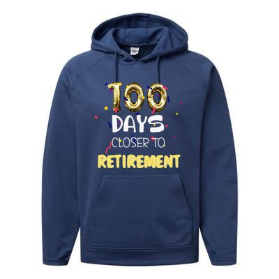 Funny One Hundred Days Closer To Retirement Cute Celebration Performance Fleece Hoodie