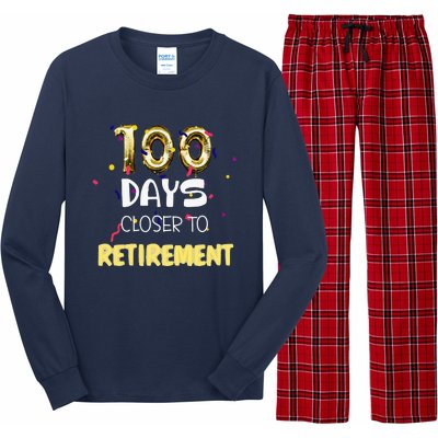 Funny One Hundred Days Closer To Retirement Cute Celebration Long Sleeve Pajama Set