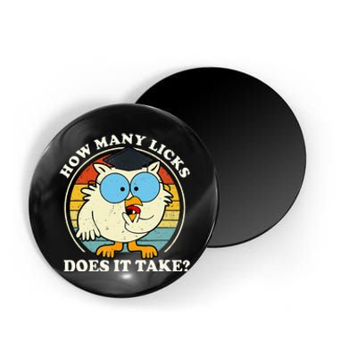 Funny Owl How Many Licks Does It Take Retro Vintage Magnet