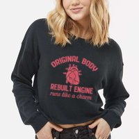 Funny Open Heart Bypass Surgery Recovery Get Well Gift Cropped Pullover Crew