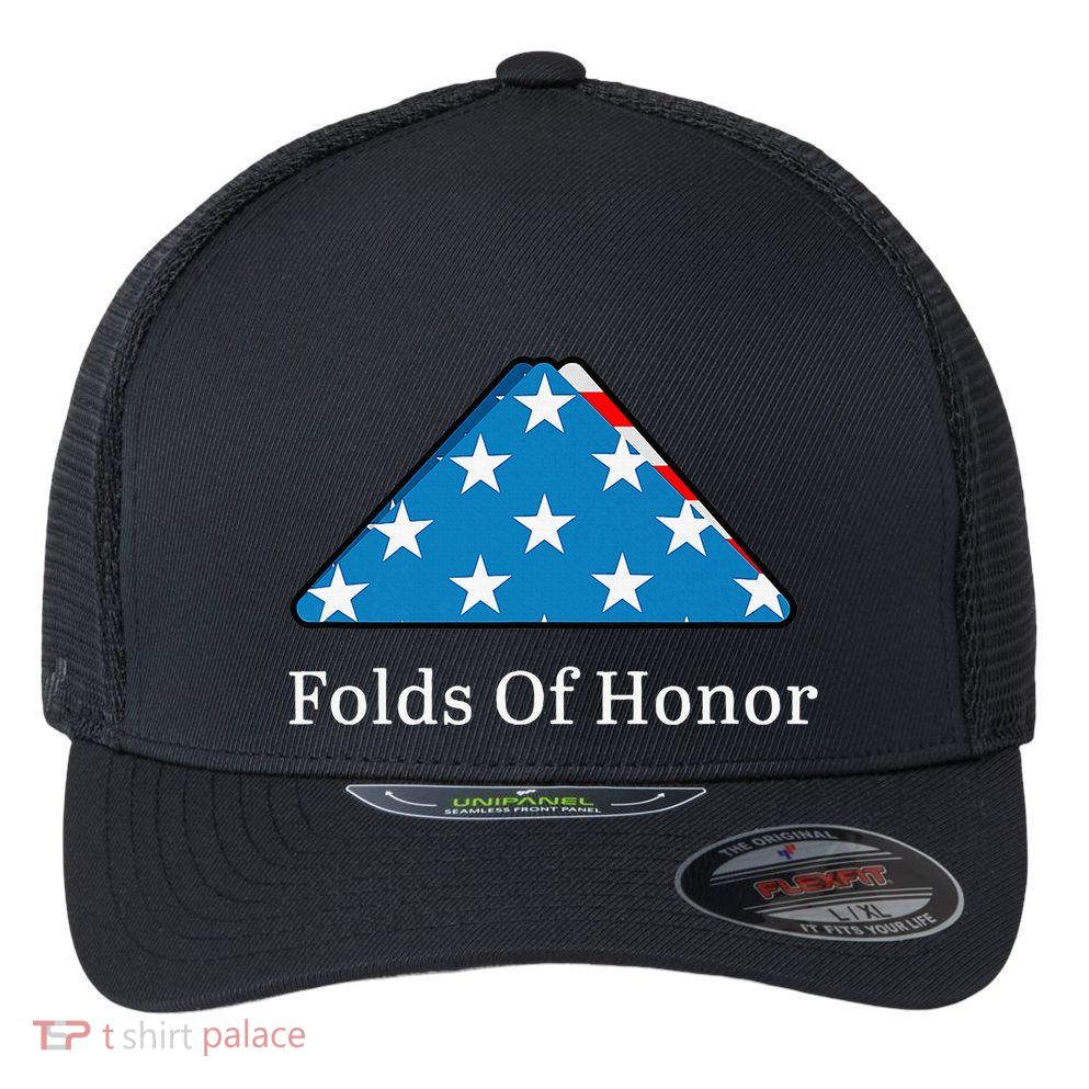 Folds Of Honor Fallen Military First Responders Patriotic Flexfit Unipanel Trucker Cap