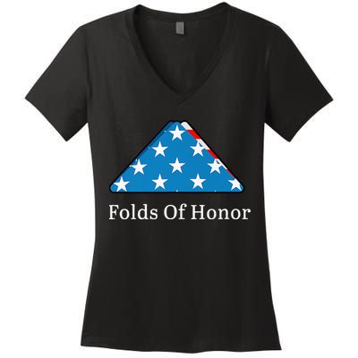 Folds of Honor fallen military first responders patriotic Women's V-Neck T-Shirt