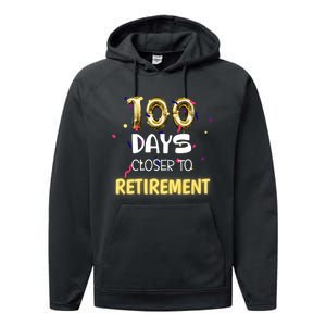 Funny One Hundred Days Closer to Retirement Cute Celebration Performance Fleece Hoodie