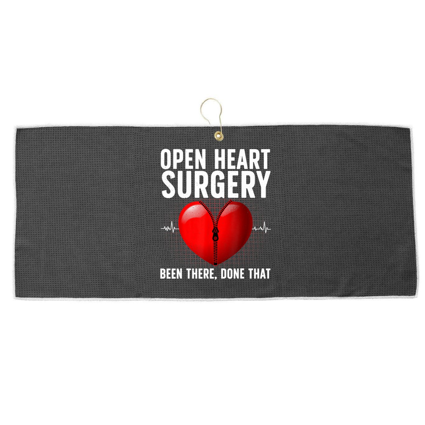 Funny Open Heart Surgery Art For Men Women CHD Surgery Lover Large Microfiber Waffle Golf Towel