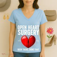 Funny Open Heart Surgery Art For Men Women CHD Surgery Lover Women's V-Neck T-Shirt