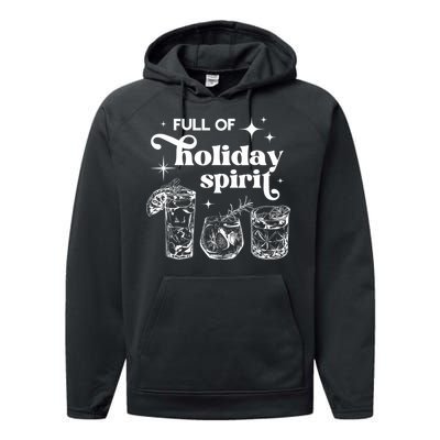 Full Of Holiday Spirits Christmas Spirit Cocktail Club Xmas Performance Fleece Hoodie