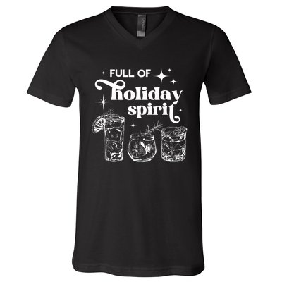 Full Of Holiday Spirits Christmas Spirit Cocktail Club Xmas V-Neck T-Shirt