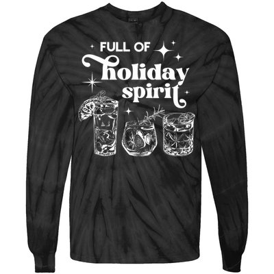 Full Of Holiday Spirits Christmas Spirit Cocktail Club Xmas Tie-Dye Long Sleeve Shirt