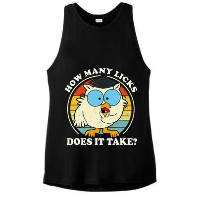 Funny Owl How Many Licks Does It Take Retro Vintage Ladies PosiCharge Tri-Blend Wicking Tank