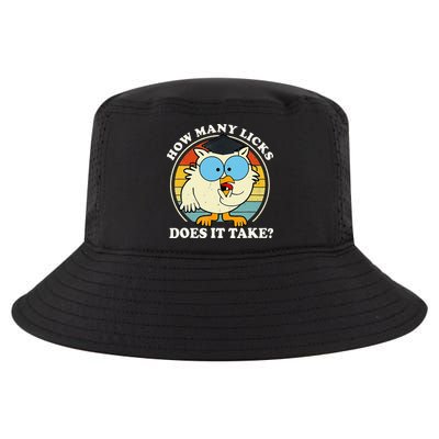 Funny Owl How Many Licks Does It Take Retro Vintage Cool Comfort Performance Bucket Hat