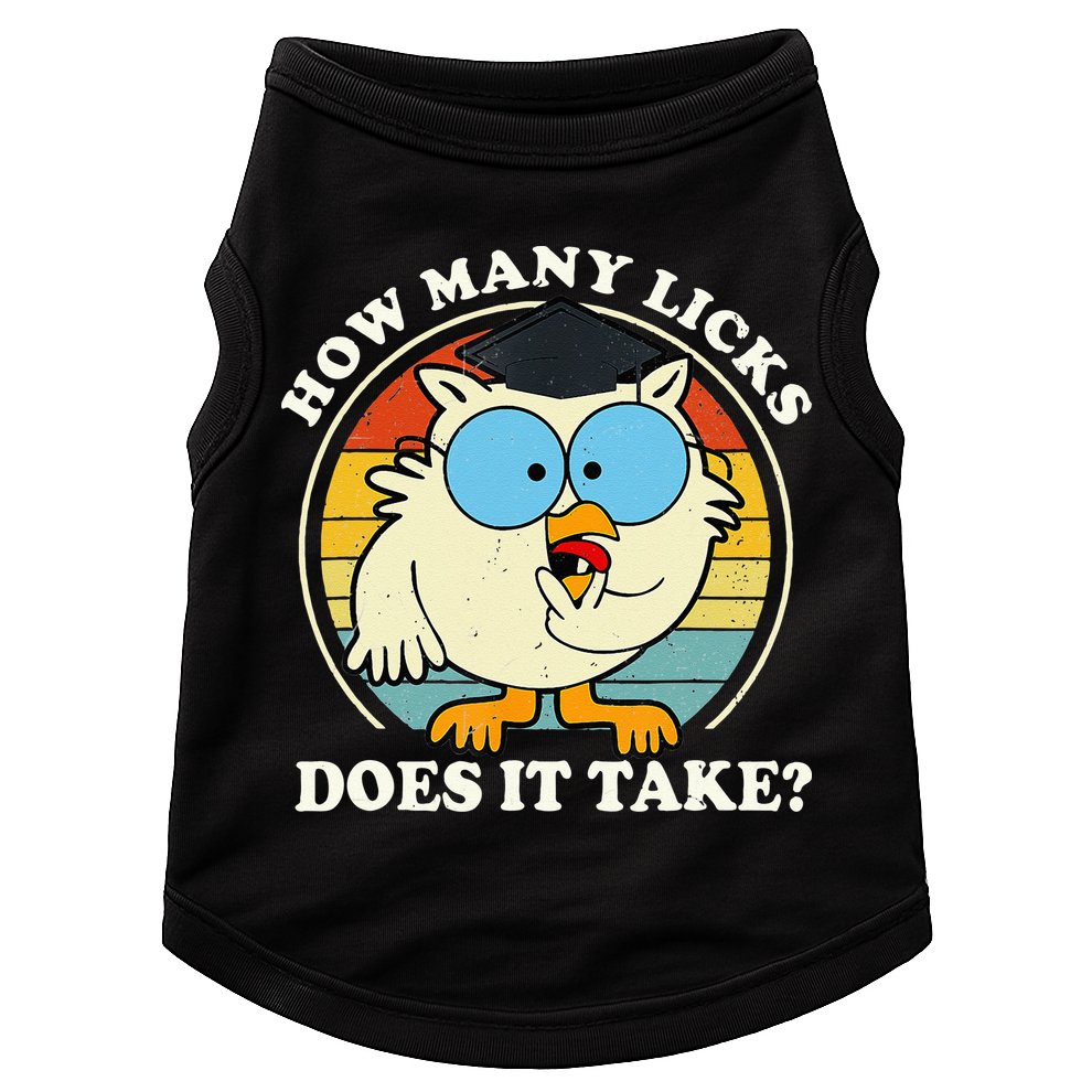 Funny Owl How Many Licks Does It Take Retro Vintage Doggie Tank