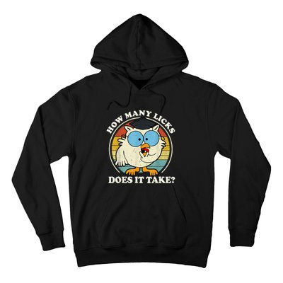 Funny Owl How Many Licks Does It Take Retro Vintage Hoodie