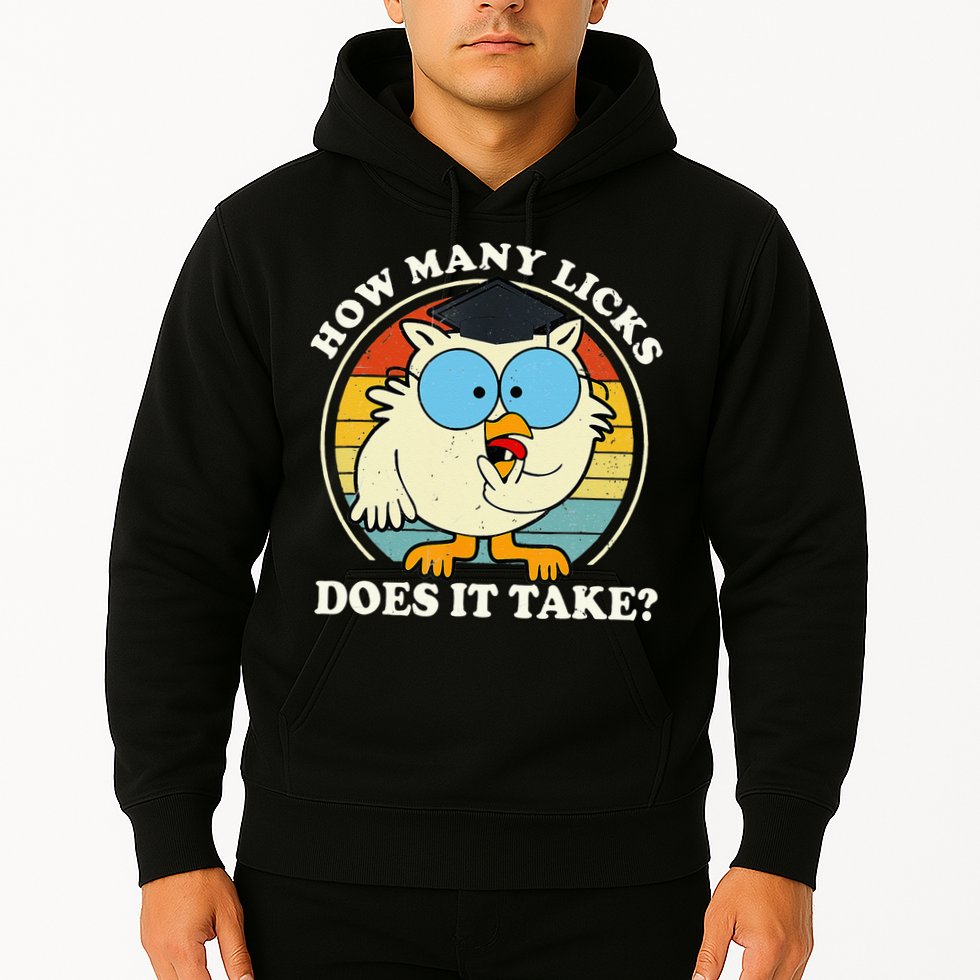 Funny Owl How Many Licks Does It Take Retro Vintage Hoodie