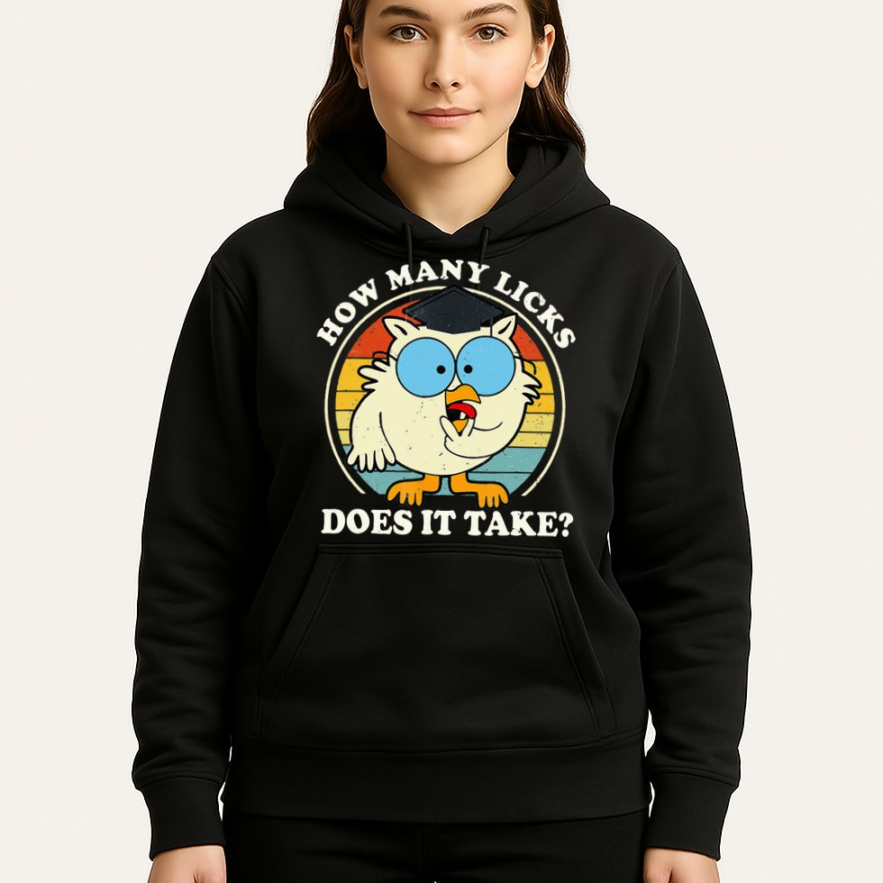 Funny Owl How Many Licks Does It Take Retro Vintage Hoodie