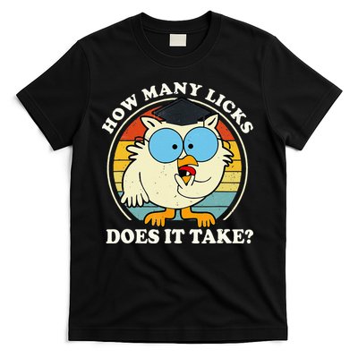 Funny Owl How Many Licks Does It Take Retro Vintage T-Shirt
