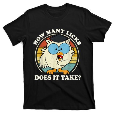 Funny Owl How Many Licks Does It Take Retro Vintage T-Shirt