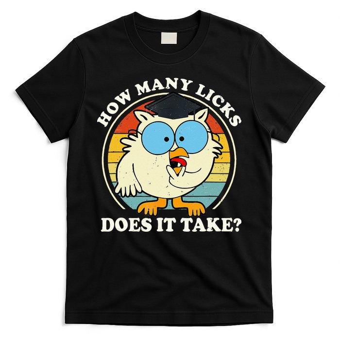 Funny Owl How Many Licks Does It Take Retro Vintage T-Shirt
