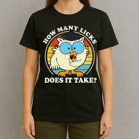 Funny Owl How Many Licks Does It Take Retro Vintage T-Shirt