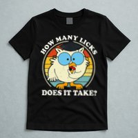 Funny Owl How Many Licks Does It Take Retro Vintage T-Shirt