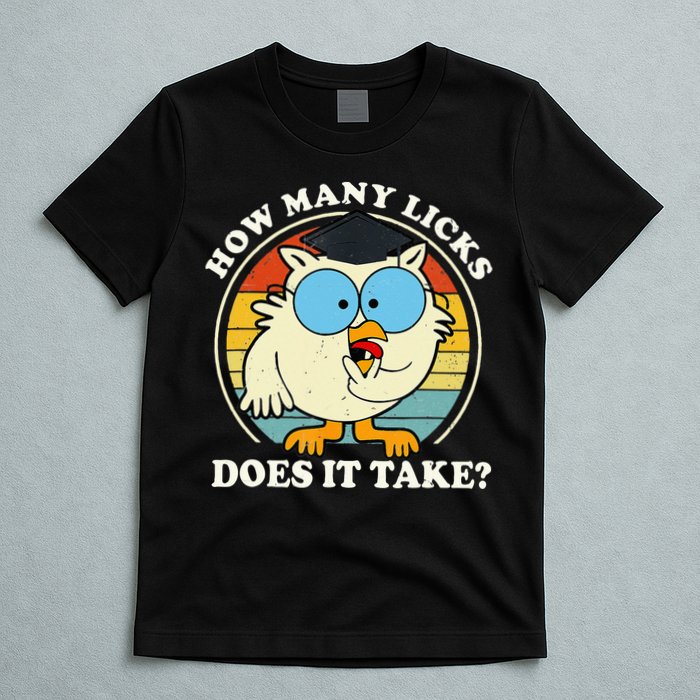 Funny Owl How Many Licks Does It Take Retro Vintage T-Shirt