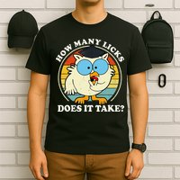 Funny Owl How Many Licks Does It Take Retro Vintage T-Shirt