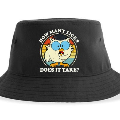 Funny Owl How Many Licks Does It Take Retro Vintage Sustainable Bucket Hat