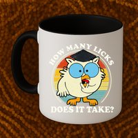 Funny Owl How Many Licks Does It Take Retro Vintage Mug