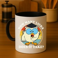 Funny Owl How Many Licks Does It Take Retro Vintage Mug