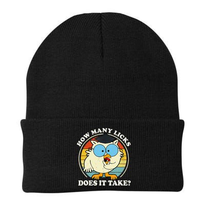 Funny Owl How Many Licks Does It Take Retro Vintage Beanie