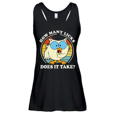Funny Owl How Many Licks Does It Take Retro Vintage Ladies Essential Flowy Tank