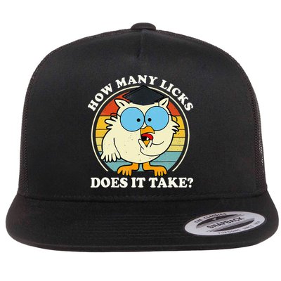 Funny Owl How Many Licks Does It Take Retro Vintage Flatbill Hat