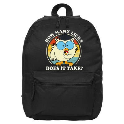 Funny Owl How Many Licks Does It Take Retro Vintage 16 in Basic Backpack