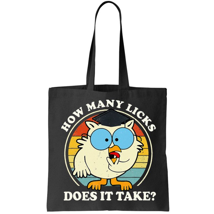 Funny Owl How Many Licks Does It Take Retro Vintage Bag