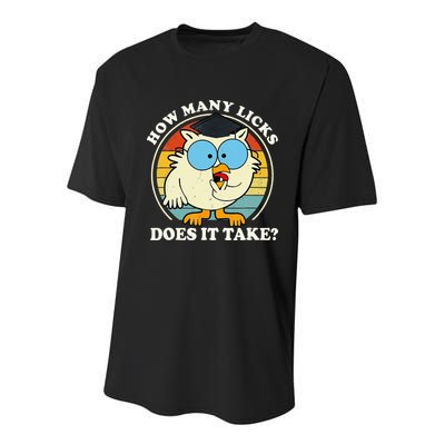 Funny Owl How Many Licks Does It Take Retro Vintage Youth Performance Sprint T-Shirt