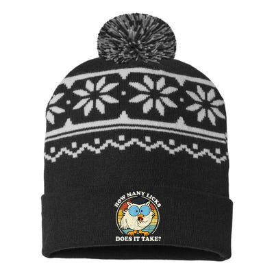 Funny Owl How Many Licks Does It Take Retro Vintage USA-Made Snowflake Beanie