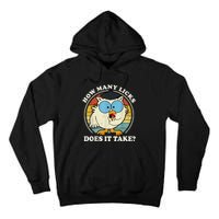 Funny Owl How Many Licks Does It Take Retro Vintage Tall Hoodie