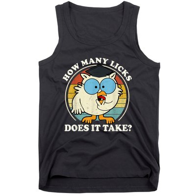 Funny Owl How Many Licks Does It Take Retro Vintage Tank Top