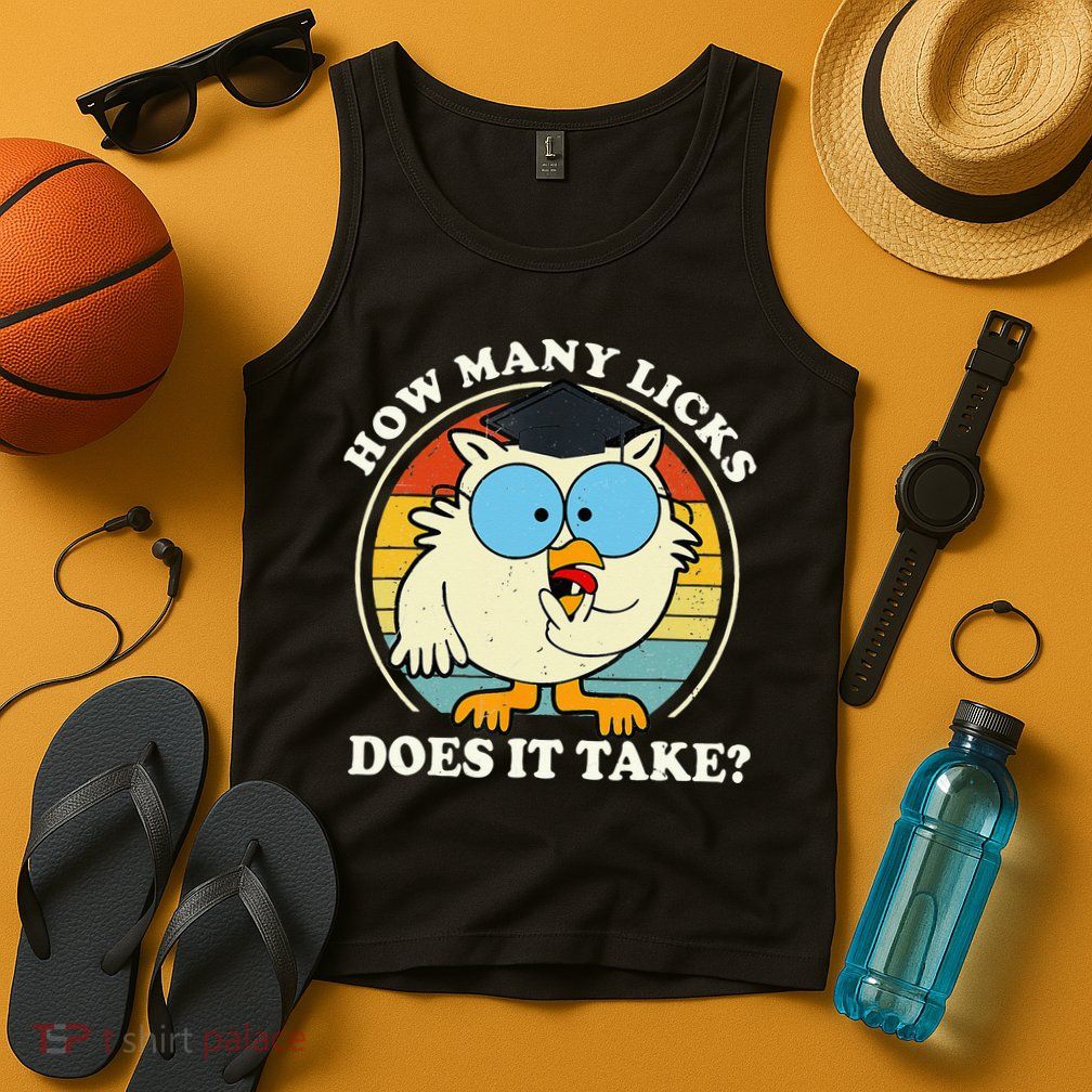 Funny Owl How Many Licks Does It Take Retro Vintage Tank Top