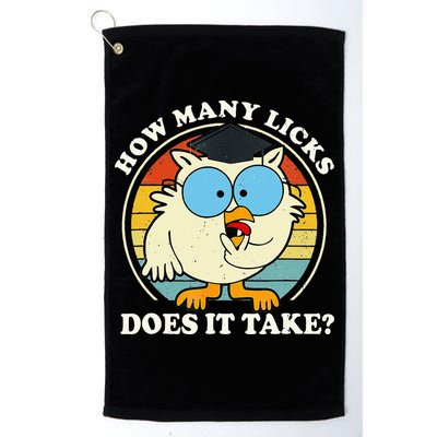 Funny Owl How Many Licks Does It Take Retro Vintage Golf Towel