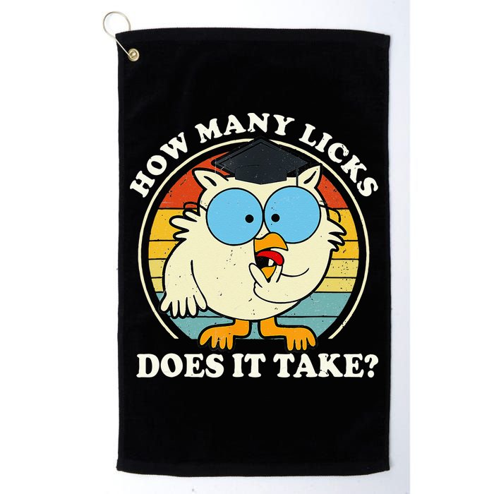 Funny Owl How Many Licks Does It Take Retro Vintage Golf Towel