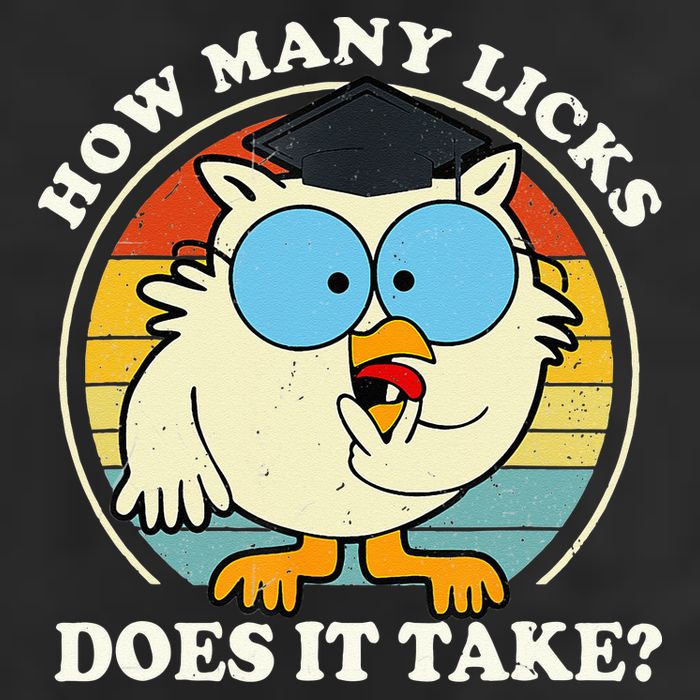 Funny Owl How Many Licks Does It Take Retro Vintage Golf Towel